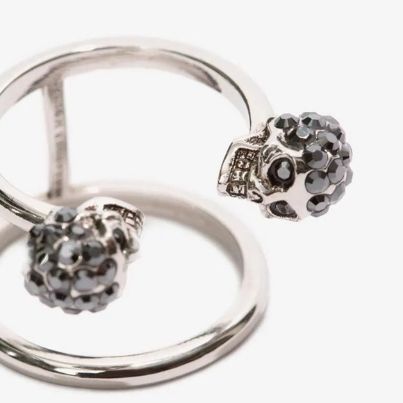 Alexander McQueen Jewelry - Alexander McQueen Swarovski Silver double skull ring